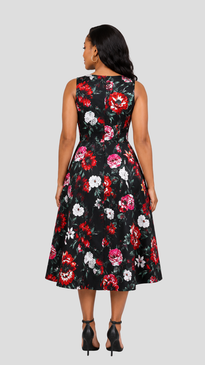 The Fashion Frenzy Valentina Noir Bloom Dress - Black