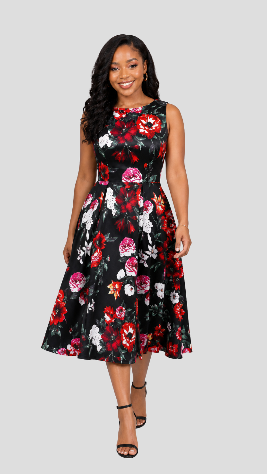 The Fashion Frenzy Valentina Noir Bloom Dress - Black