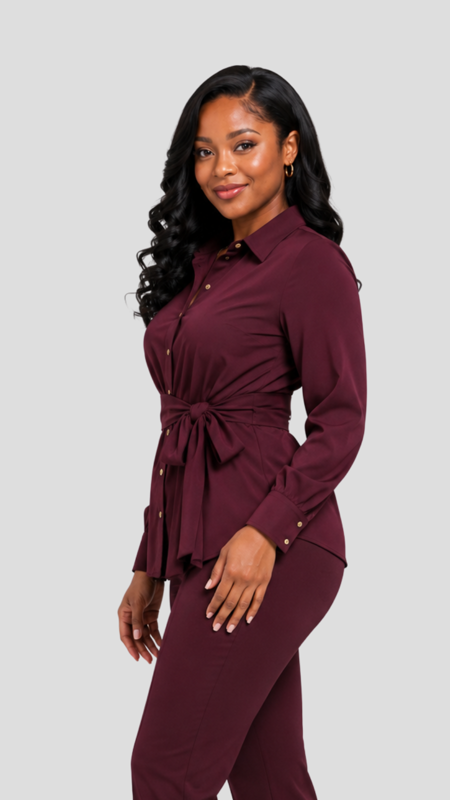The Fashion Frenzy Wrap Blouse- Burgundy