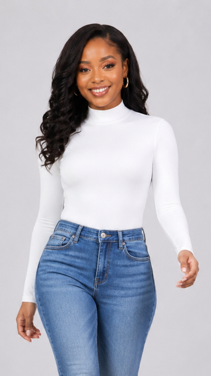 The Fashion Frenzy Square-Neck Bodysuit- White