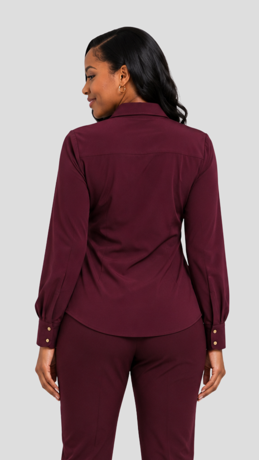 The Fashion Frenzy Wrap Blouse- Burgundy