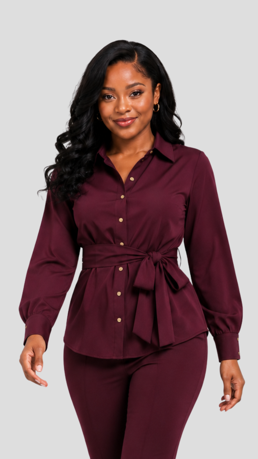 The Fashion Frenzy Wrap Blouse- Burgundy