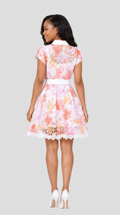 The Fashion Frenzy Lunara Lace Collar Dress- White