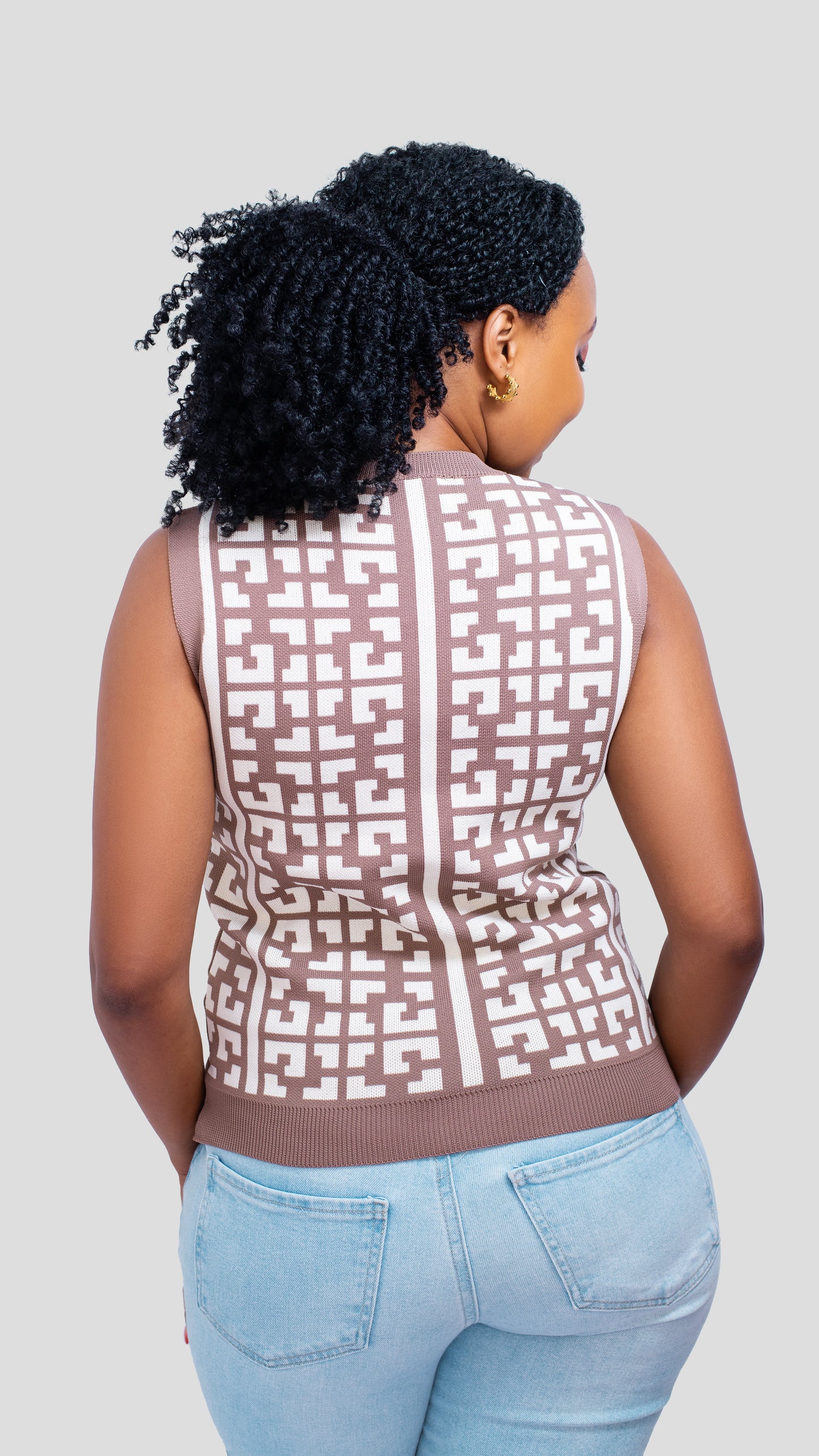 The Fashion Frenzy Sleeveless Sweater Top  - Khaki