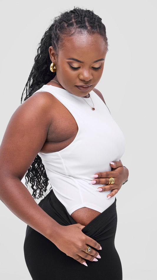 The Fashion Frenzy Sleeveless Bodysuit - White