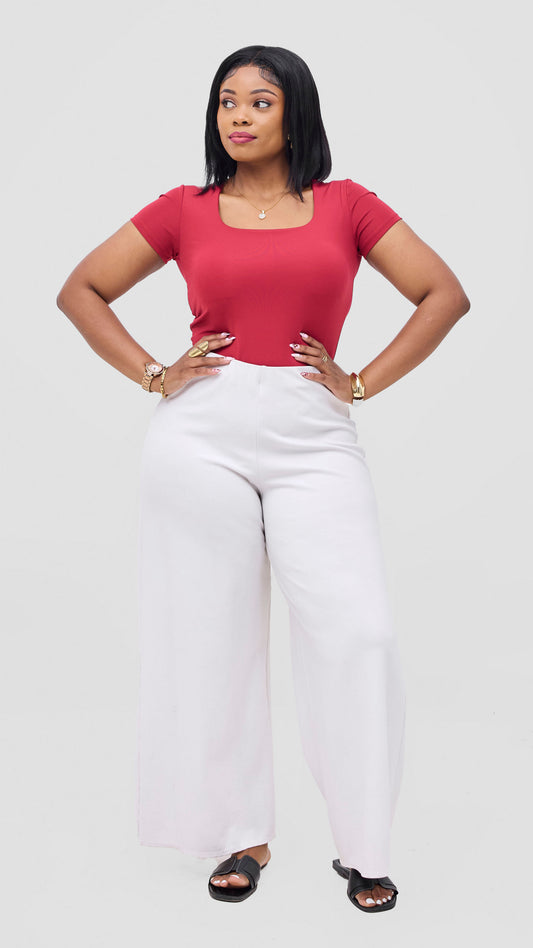 The Fashion Frenzy Box Neck Bodysuit - Maroon