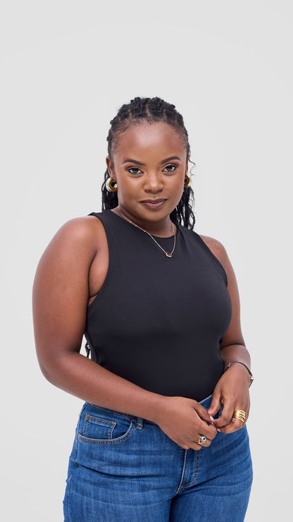 The Fashion Frenzy Sleeveless Bodysuit - Black