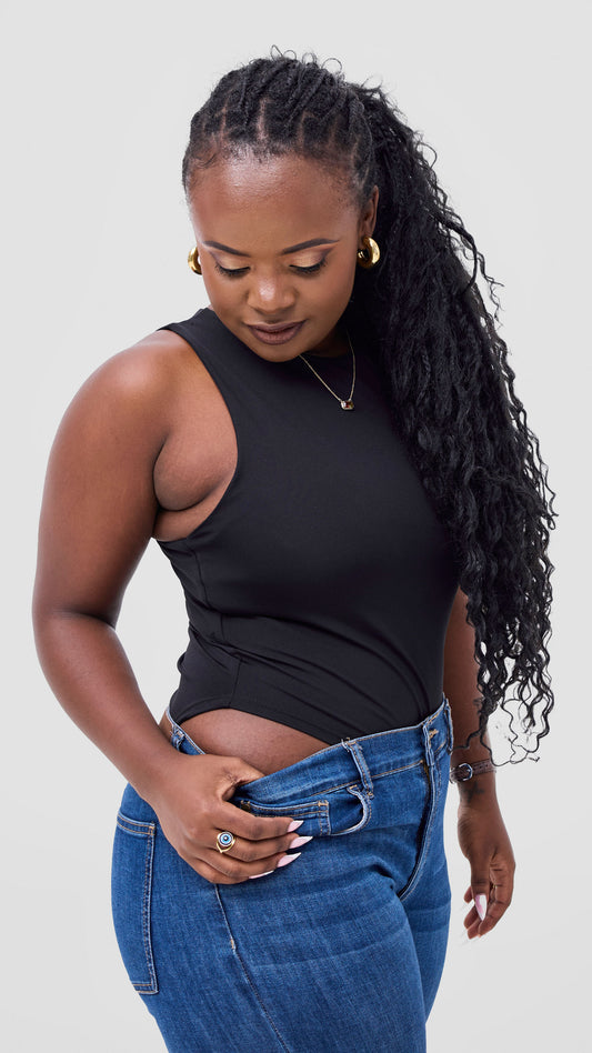 The Fashion Frenzy Sleeveless Bodysuit - Black