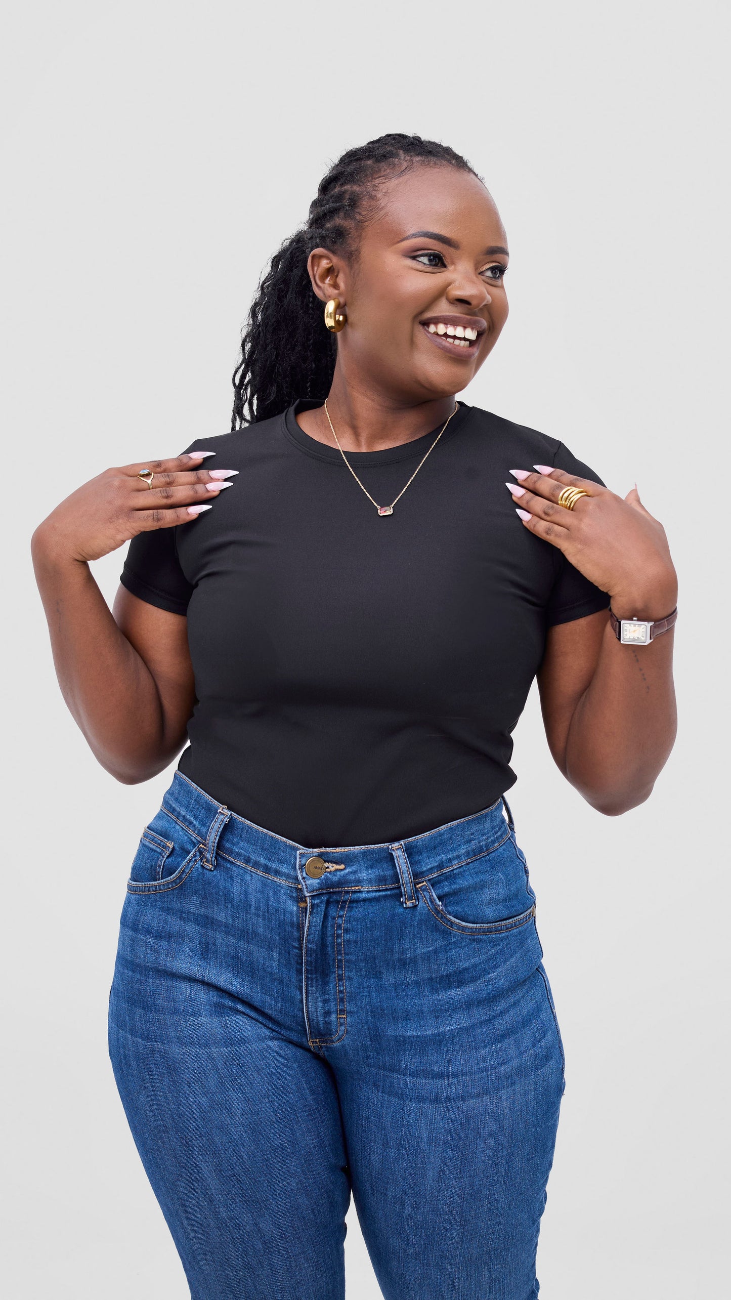 The Fashion Frenzy Crew Neck Bodysuit - Black