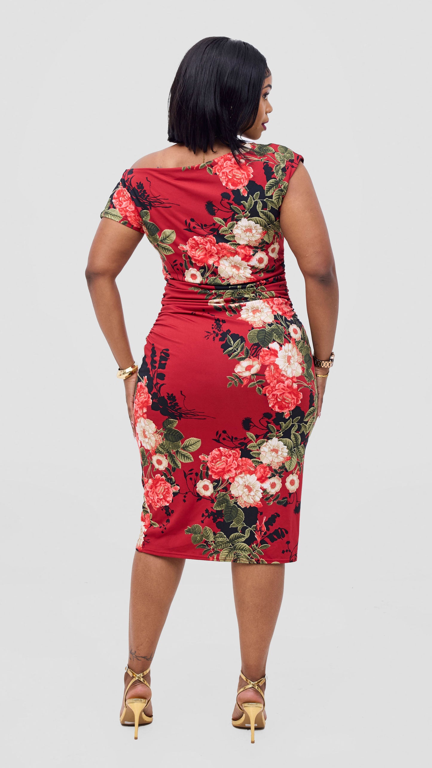 The Fashion Frenzy Floral Bodycon - Red / Black
