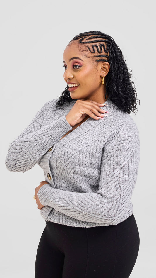 The Fashion Frenzy Button Cardigan Sweater - Grey