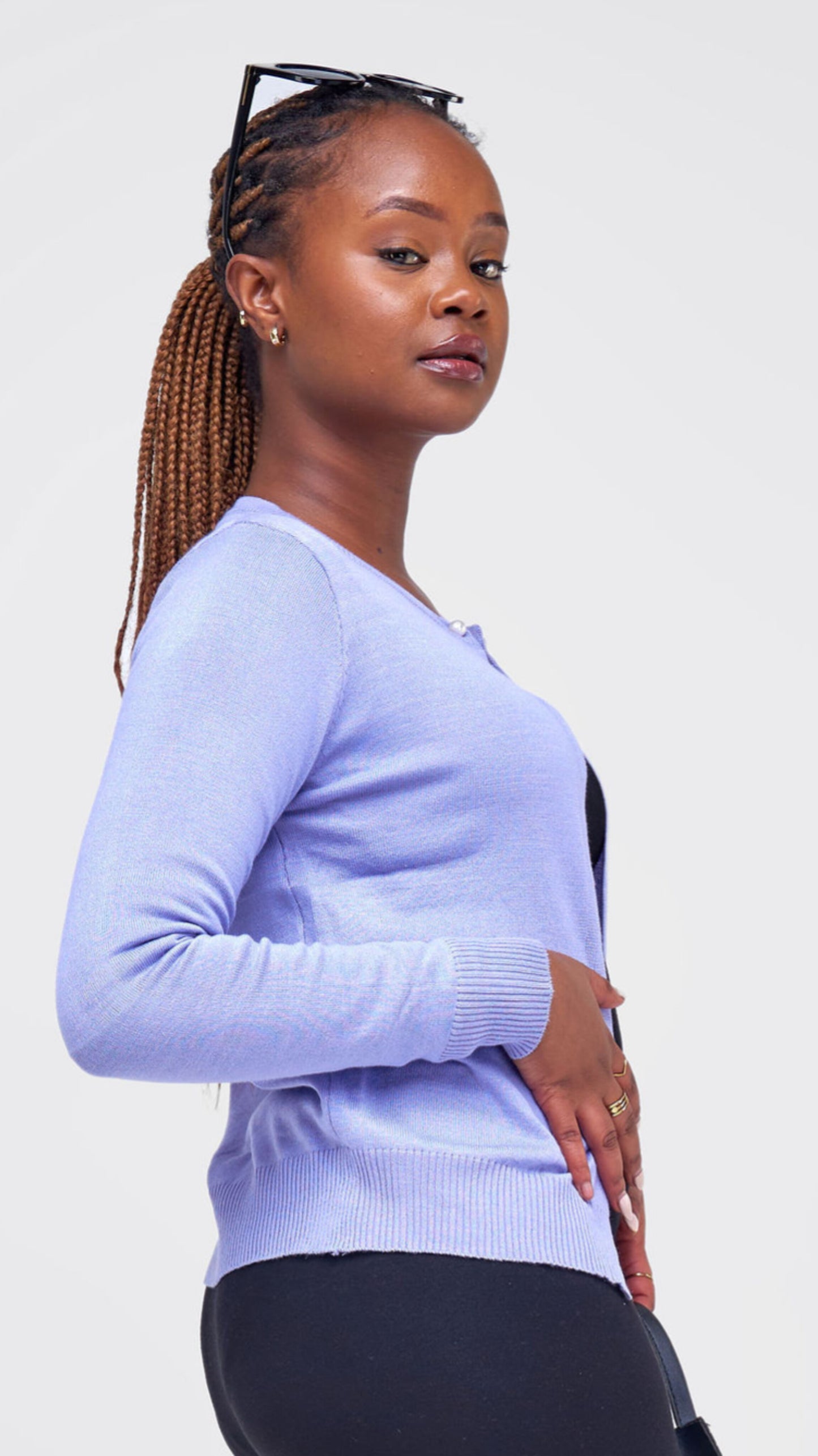 The Fashion Frenzy One Button Cardigan - Purple