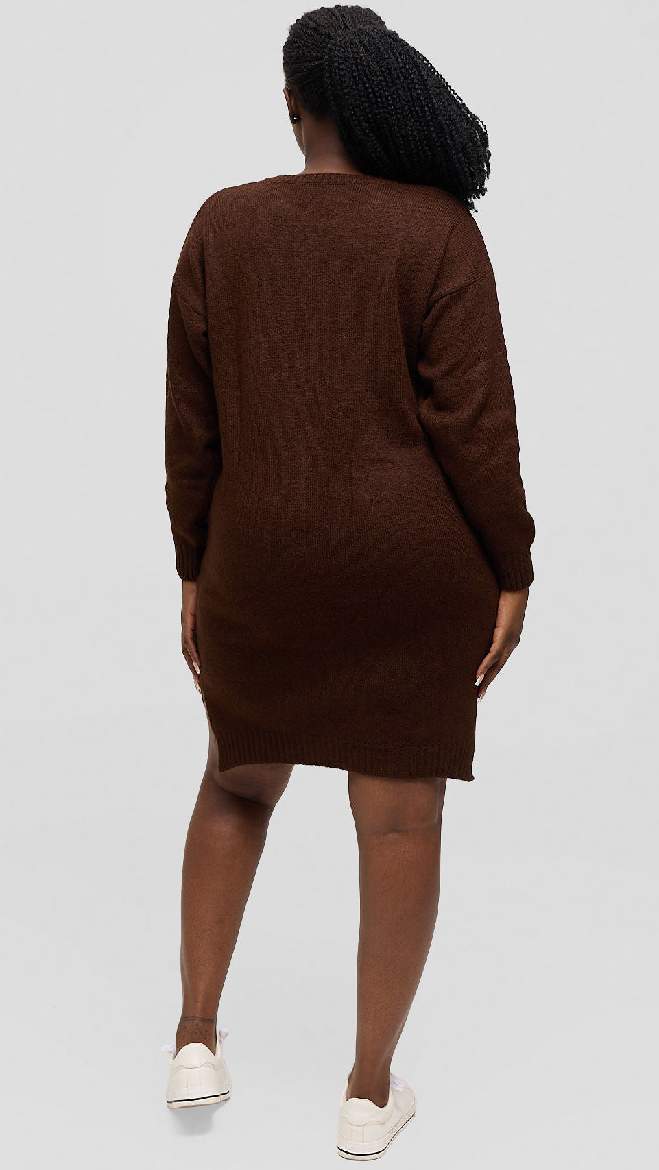 The Fashion Frenzy Acrylic Short Bodycon Dress – Brown