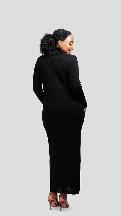 The Fashion Frenzy Acrylic Bodycon Dress – Black