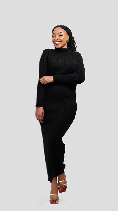 The Fashion Frenzy Acrylic Bodycon Dress – Black