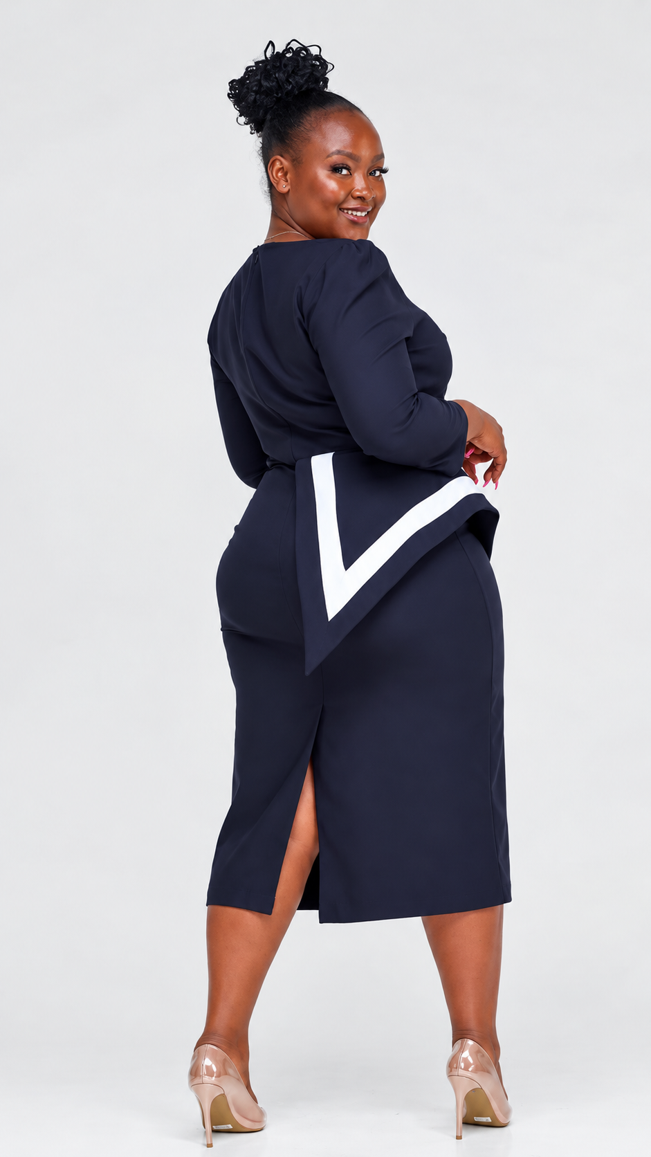 Black Side Peplum Dress - Black