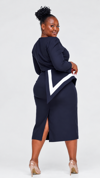 Black Side Peplum Dress - Black