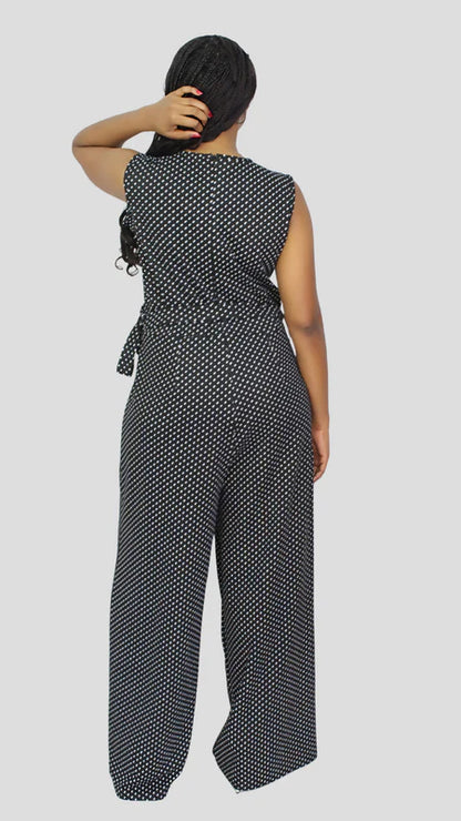The Fashion Frenzy Nia Black Polka Jumpsuit - Black