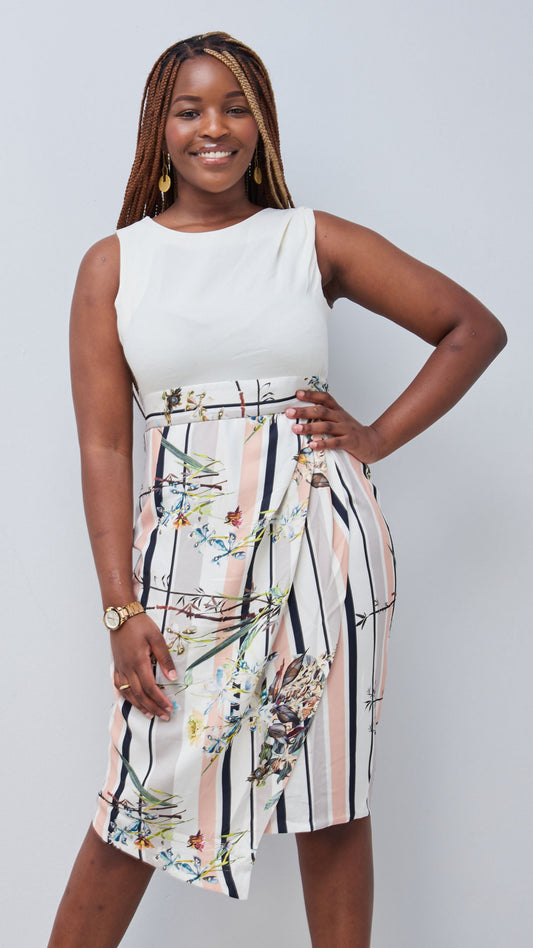 The Fashion Frenzy Floral Wrap Dress - Cream