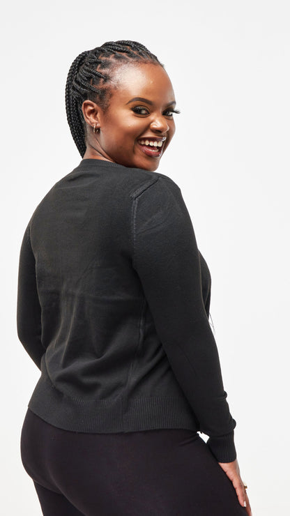 The Fashion Frenzy One Button Cardigan - black