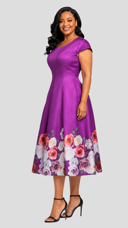 The Fashion Frenzy   Novella Rose Midi Dress - Purple