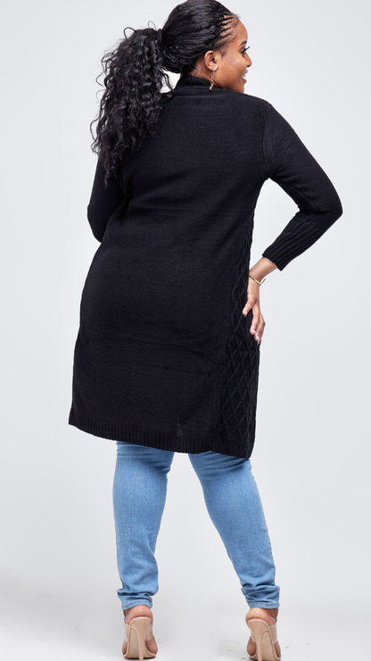 The Fashion Frenzy Waterfall Cardigan - Black