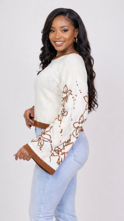 The Fashion Frenzy Flared Sleeves Pullover - Cream