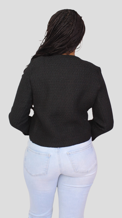 The Fashion Frenzy Élan Buttoned Jacket - Black