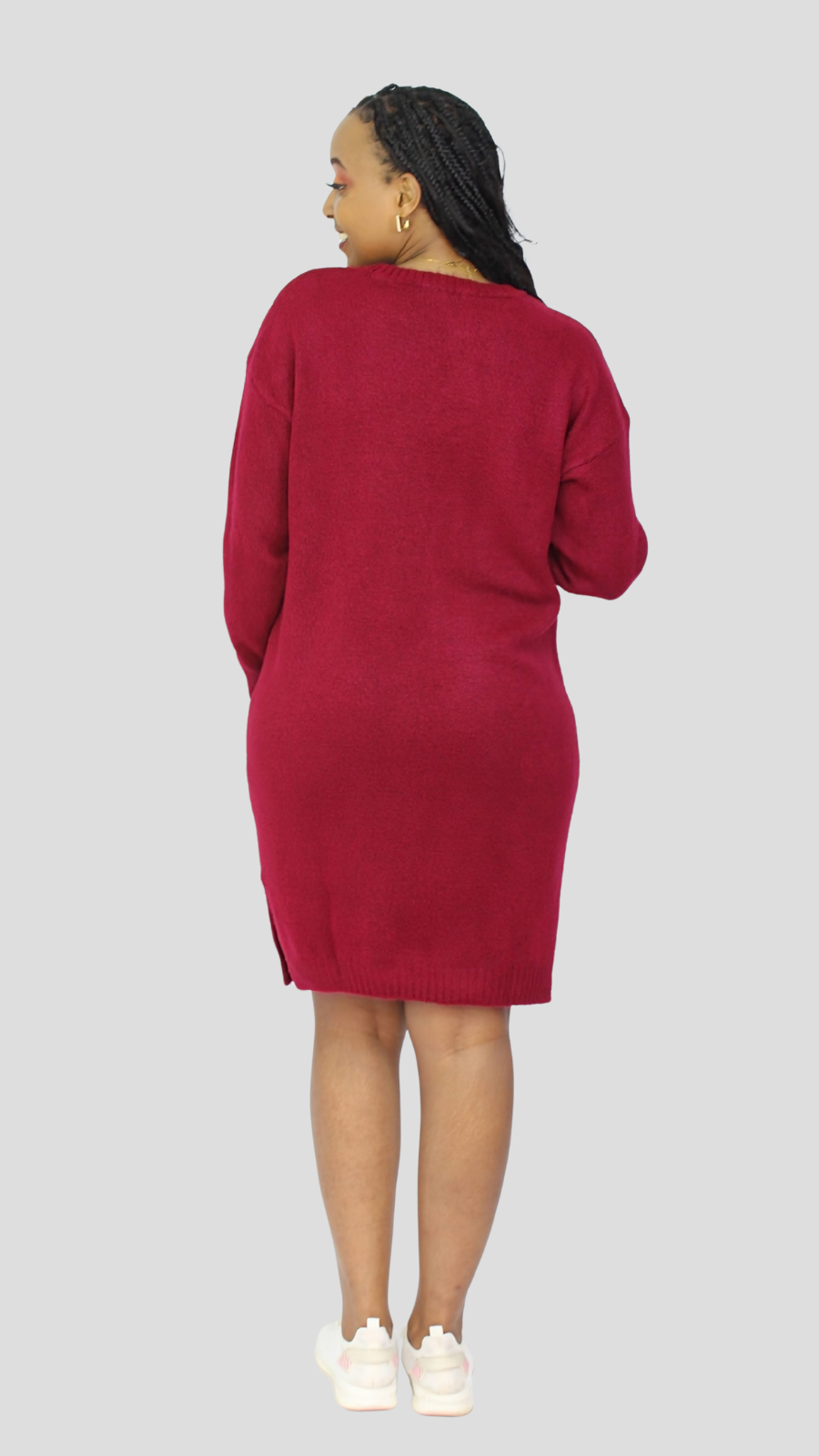 The Burgundy Breeze Sweater Dress-Maroon