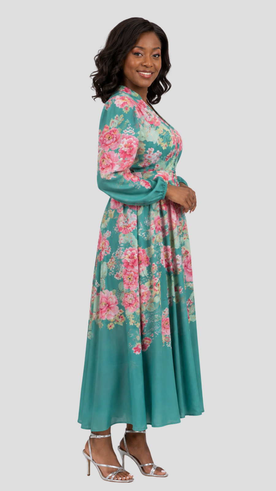 The Fashion Frenzy Seraphine Floral Maxi Dress- Green