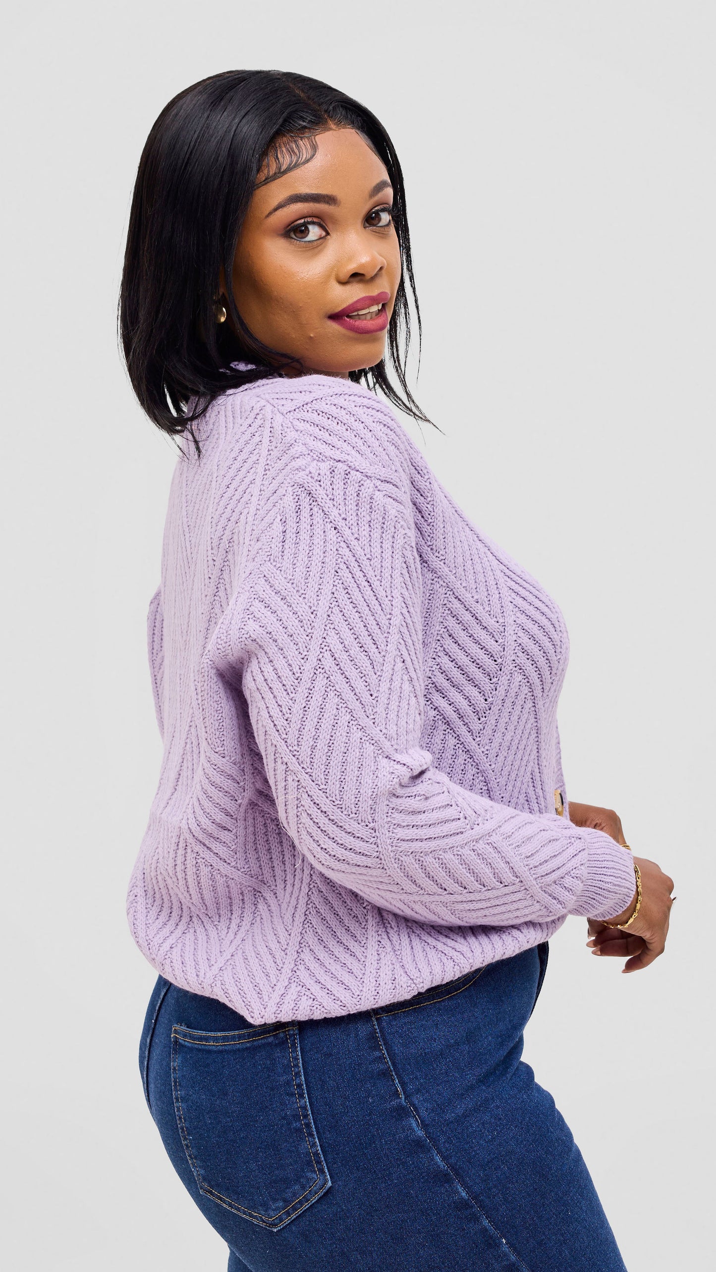 The Fashion Frenzy Button Cardigan Sweater - Lilac