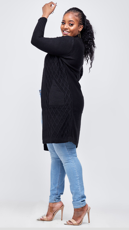 The Fashion Frenzy Waterfall Cardigan - Black