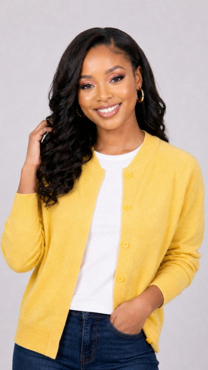 The Fashion Frenzy Mock Button Cardigan - Yellow