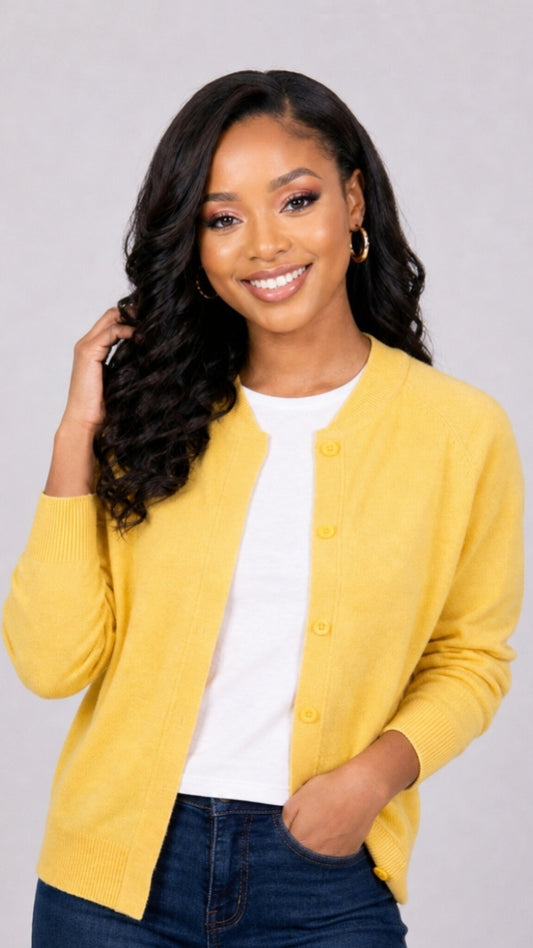 The Fashion Frenzy Mock Button Cardigan - Yellow