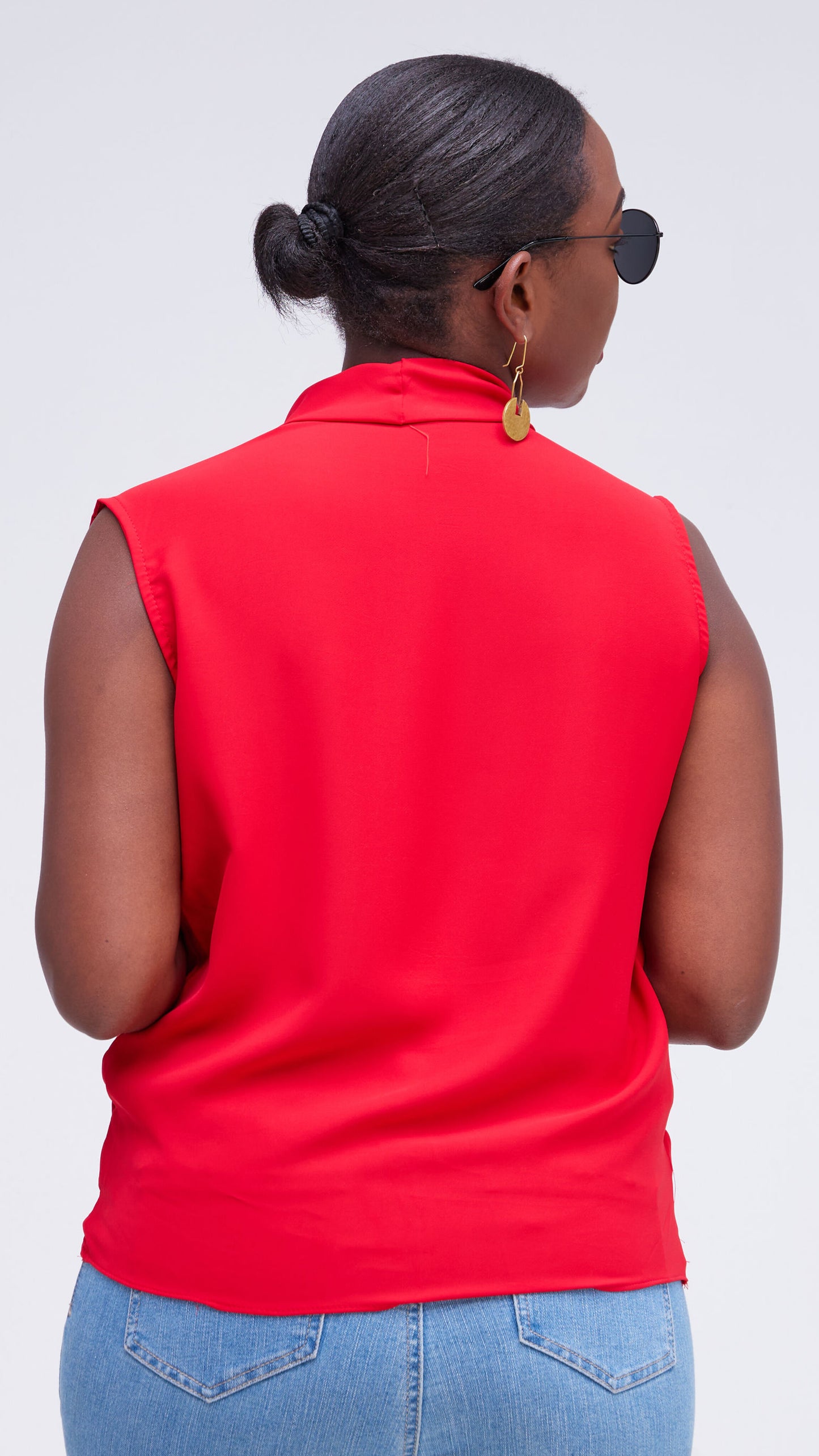 The Fashion Frenzy V-Neck Blouse Top - Red