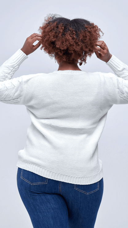 The Fashion Frenzy Round Neck Pullover - White