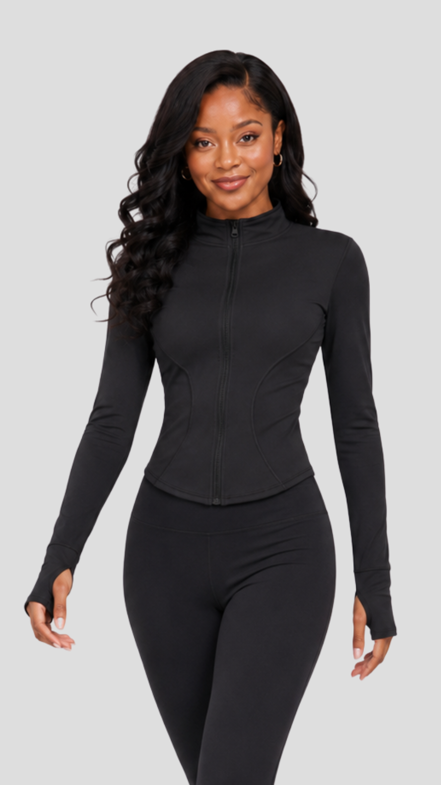 The Fashion Frenzy Defined Sculpt Zip Jacket- Black