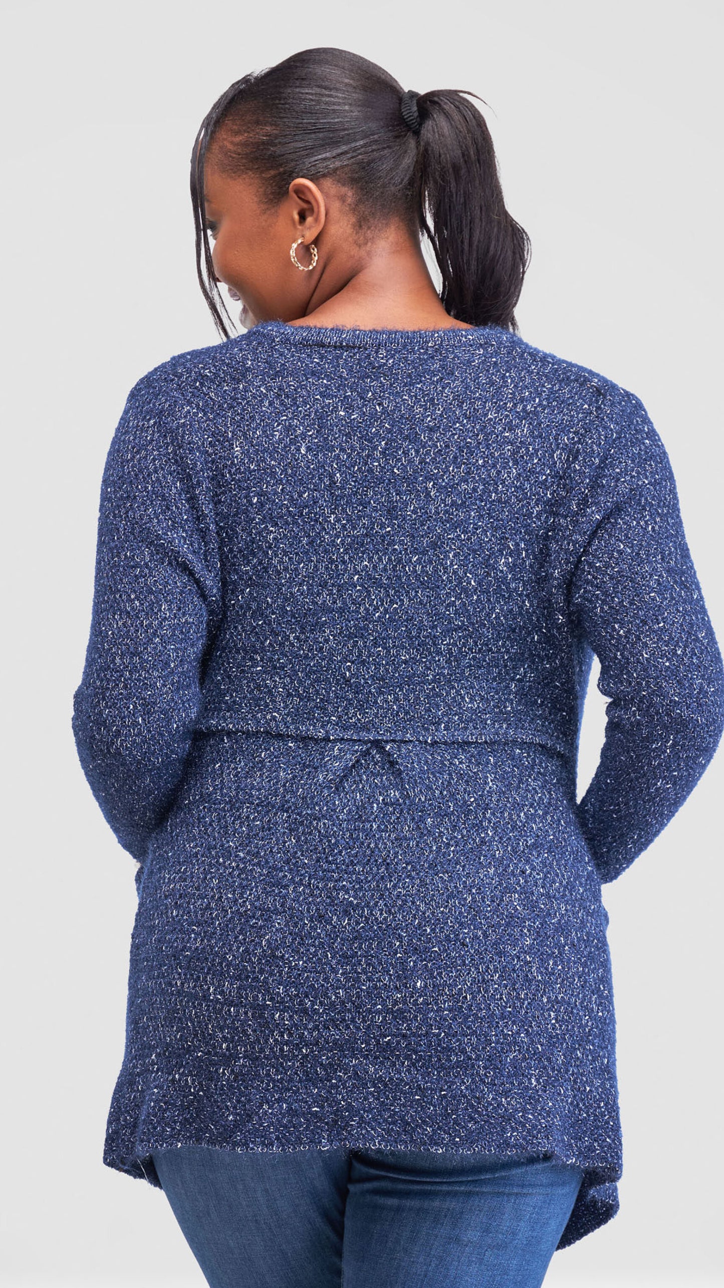 The Fashion Frenzy Waterfall Cardigan Cardigan - Navy