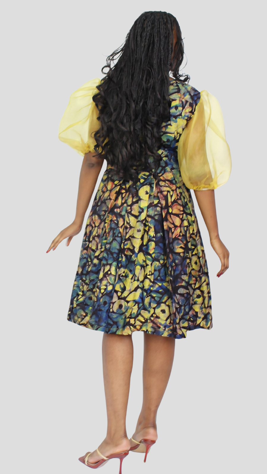 The Fashion Frenzy Neema Puff Sleeve Dress - Yellow Print