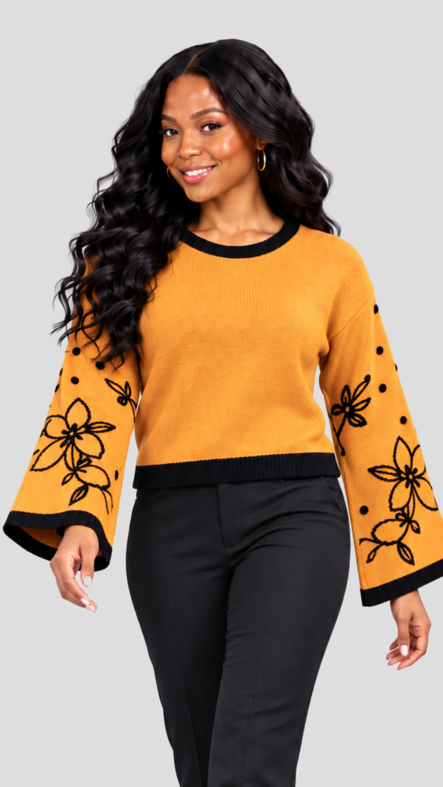 The Fashion Frenzy Flared Sleeves Pullover - Yellow