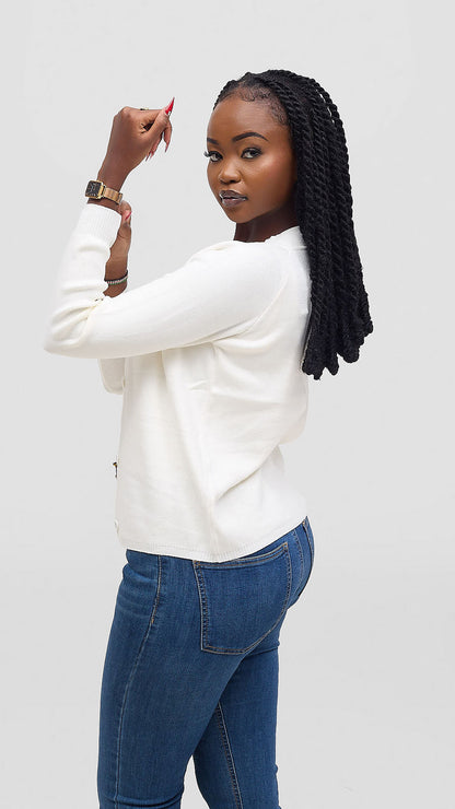 The Fashion Frenzy Pointelle Button-Through Knit Cardigan