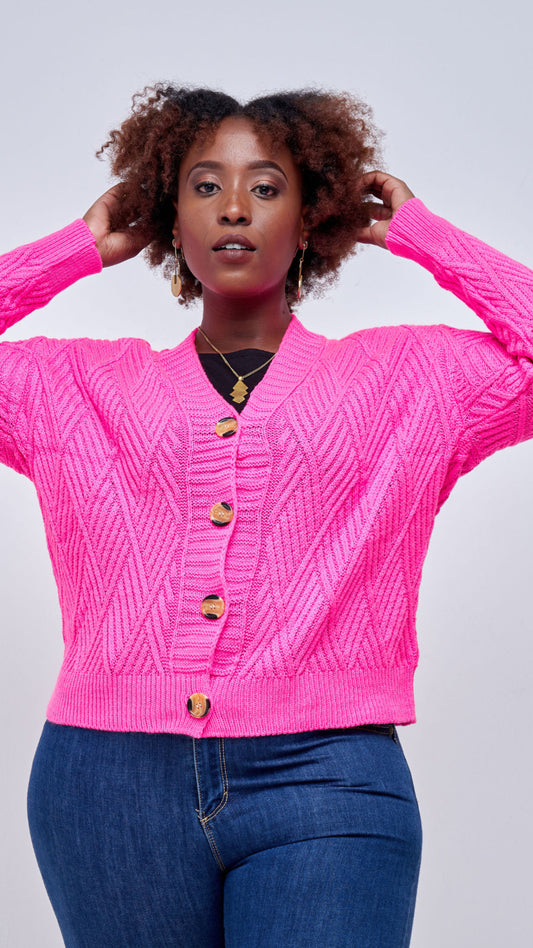 The Fashion Frenzy Button Cardigan Sweater - Pink