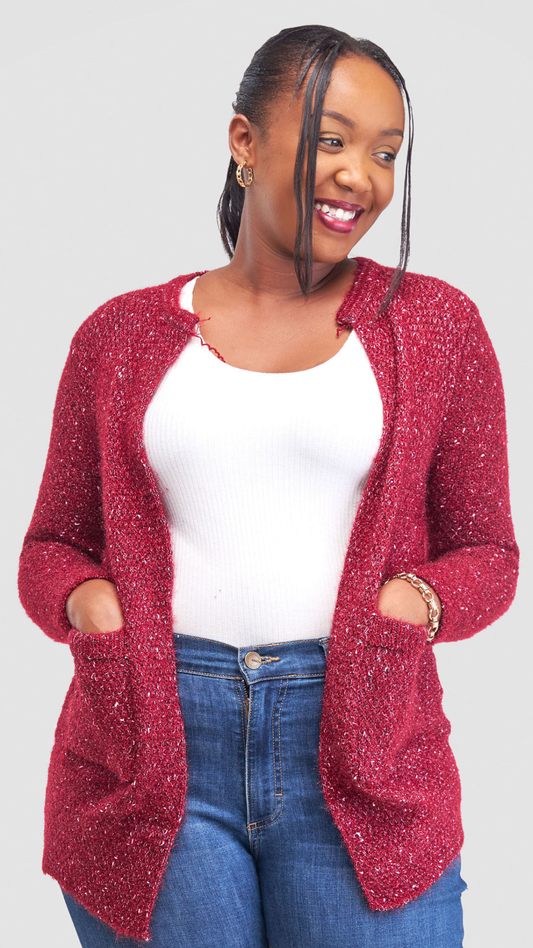 The Fashion Frenzy Waterfall Cardigan Cardigan - Maroon