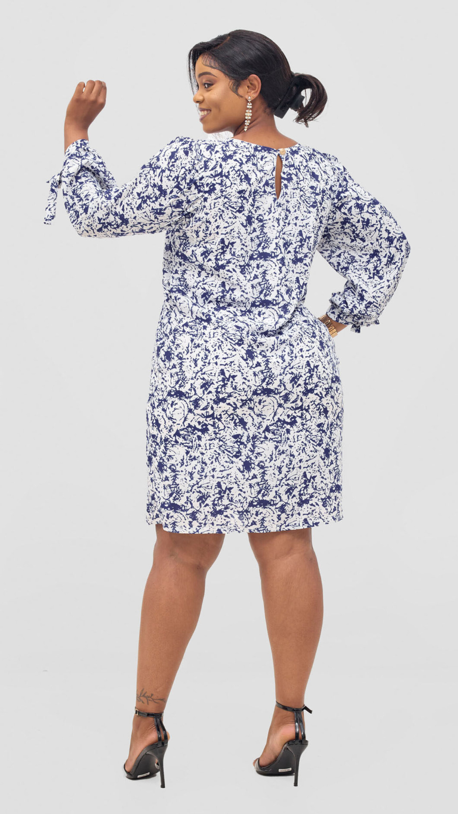 The Fashion Frenzy Printed Shift Dress - Blue