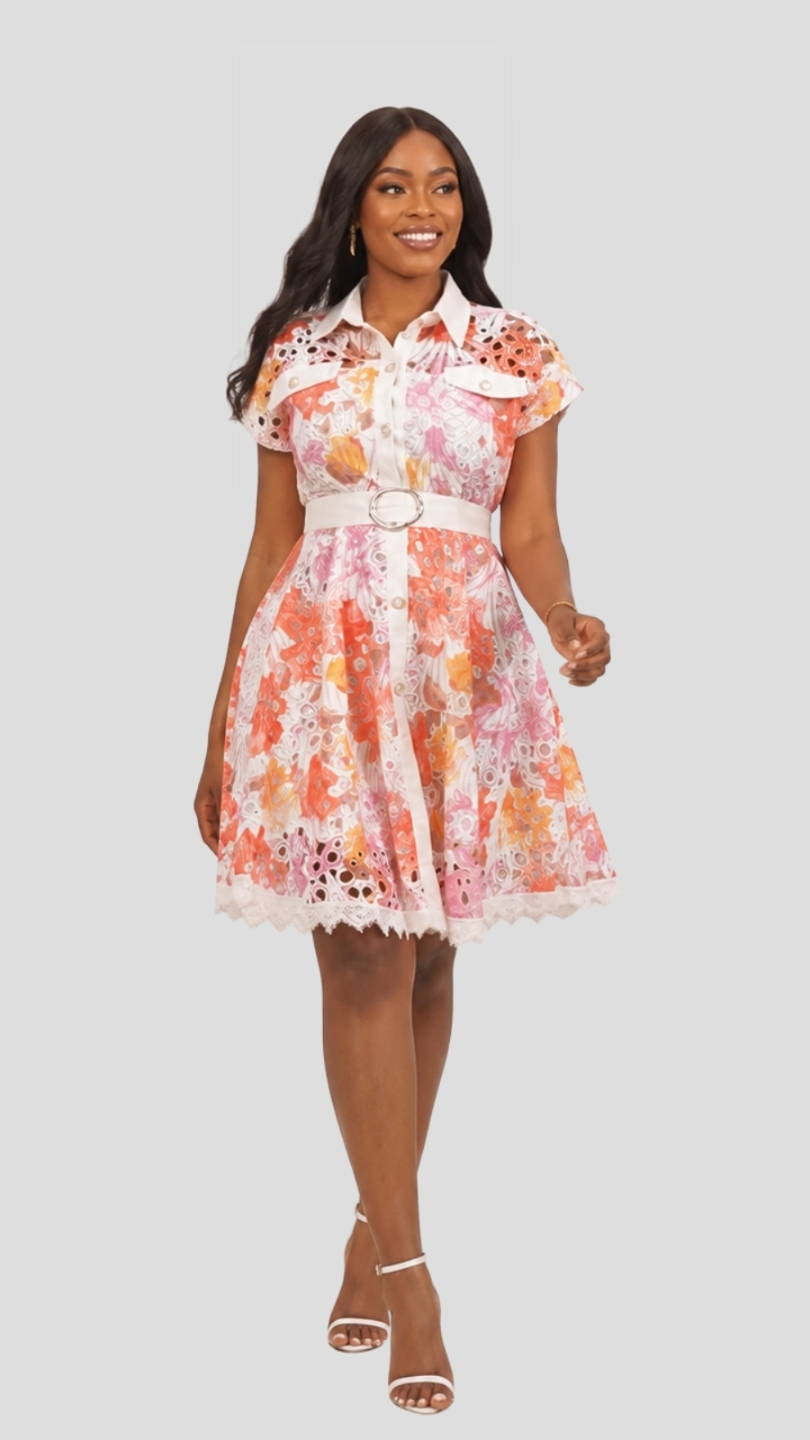 The Fashion Frenzy Lunara Lace Collar Dress- White