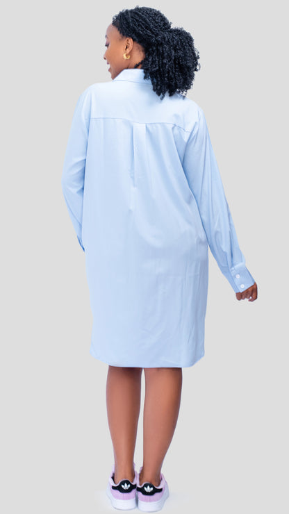 The Fashion Frenzy Relaxed Shirt Dress – Sky Blue