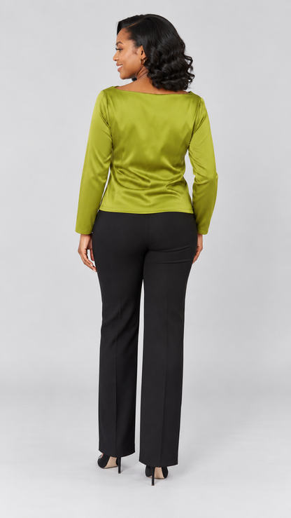 Satin Long Sleeved Top - Green