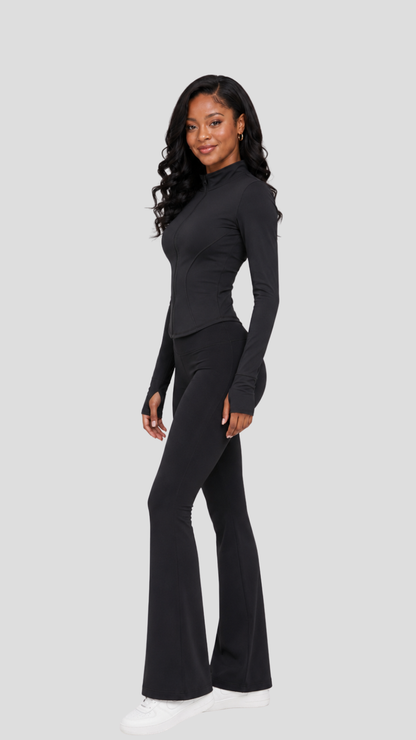 The Fashion Frenzy Defined Sculpt Zip Jacket- Black