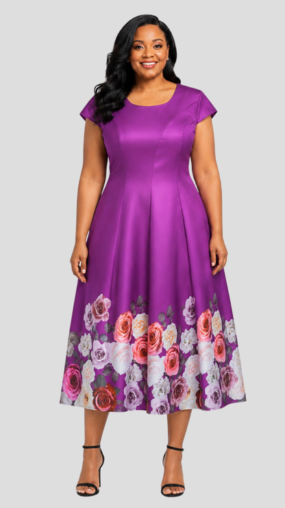 The Fashion Frenzy   Novella Rose Midi Dress - Purple