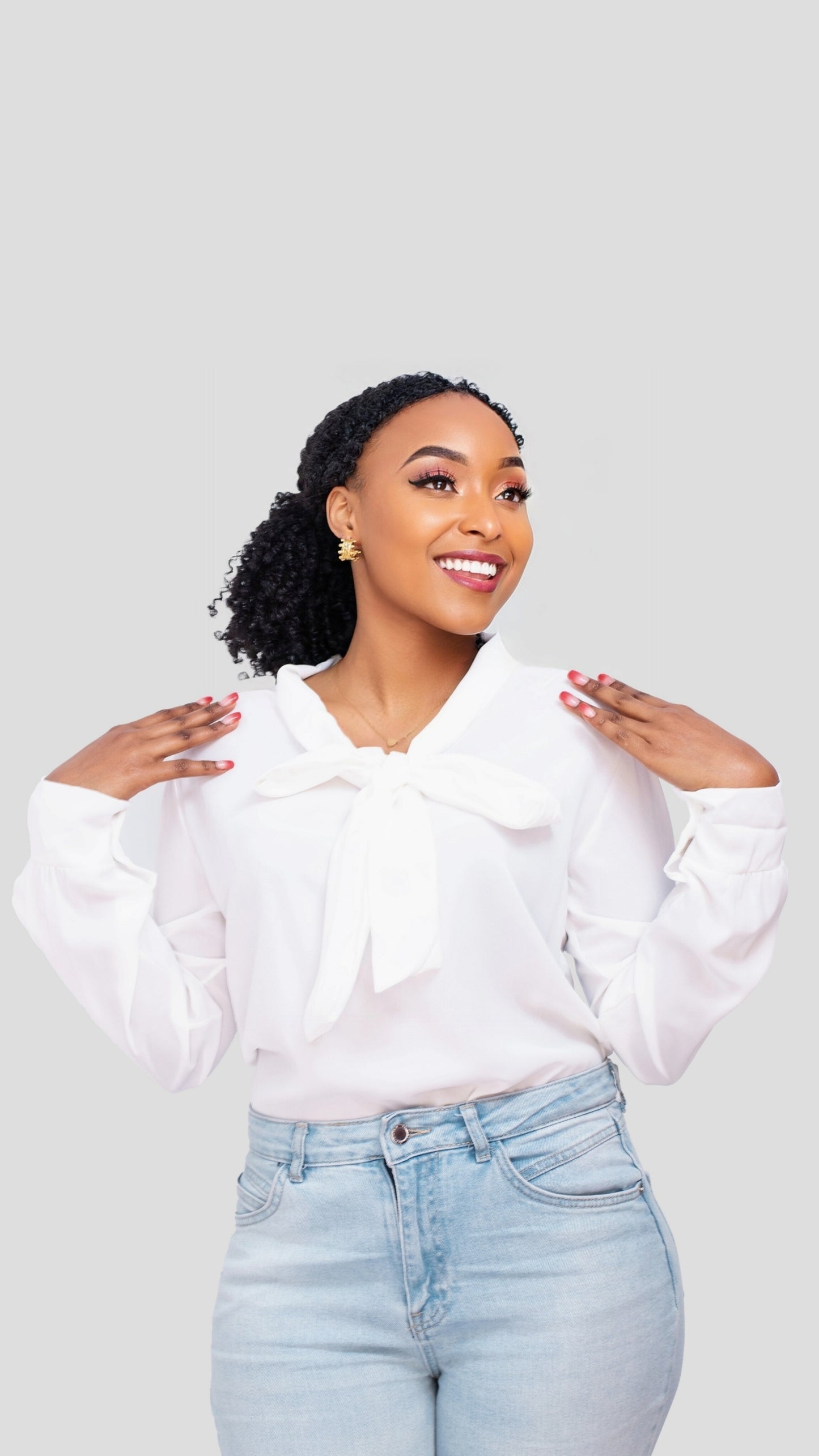 The Fashion Frenzy White Tie Blouse - White